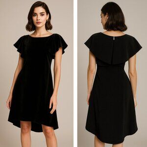 H by Halston Women's Dress X-Small Flowy A-Line Hi-Lo Black Classic Chic